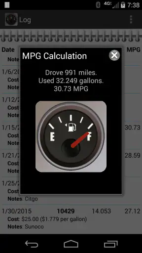 FillUp - Gas Mileage Log screenshot