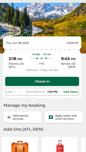 Frontier Airlines screenshot