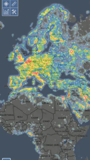 Light pollution map screenshot