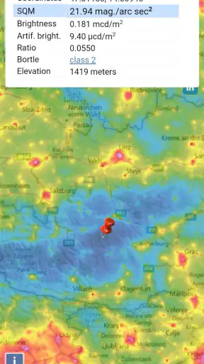 Light pollution map screenshot