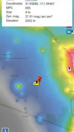 Light pollution map screenshot