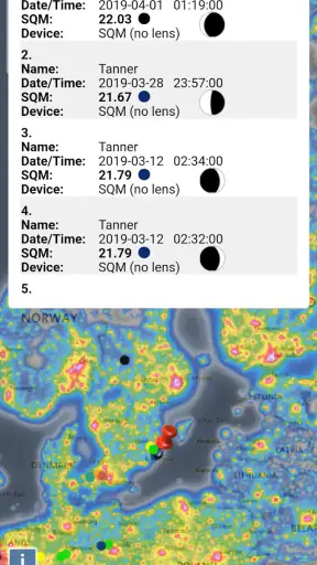 Light pollution map screenshot