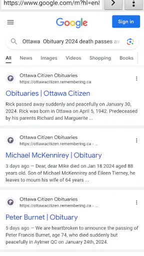 Local Obituary Search screenshot