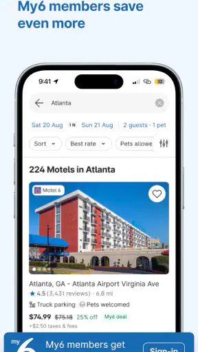 My6 - Book & Save on Motel6 screenshot