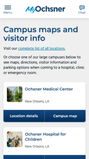 MyOchsner screenshot