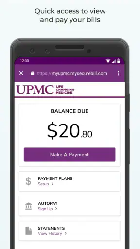 MyUPMC screenshot