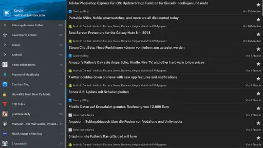 Nextcloud News screenshot