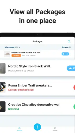 Package Tracker - pkge Mobile screenshot