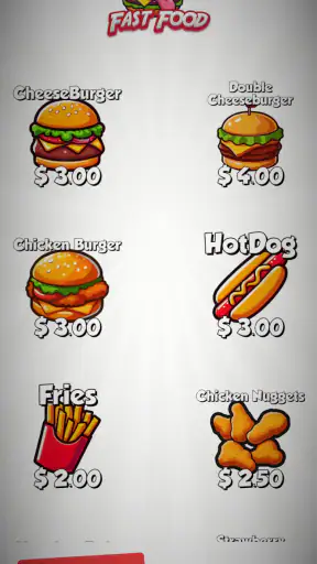 Play Pretend Food Menu screenshot