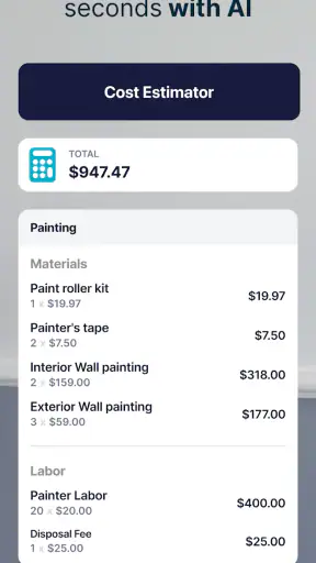 SimplyWise Cost Estimator screenshot