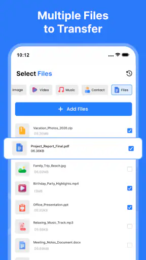 Smart Switch App File Transfer screenshot