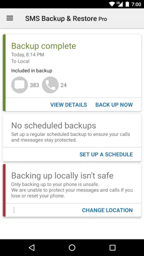 SMS Backup & Restore Pro screenshot