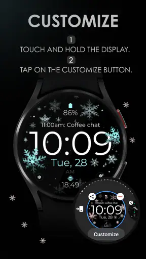 Snowflake rose gold watch face screenshot