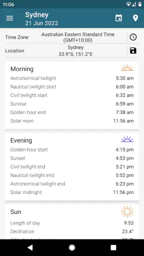 Sun Position, Sunrise/set PRO screenshot