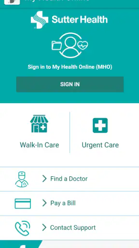 Sutter Health My Health Online screenshot