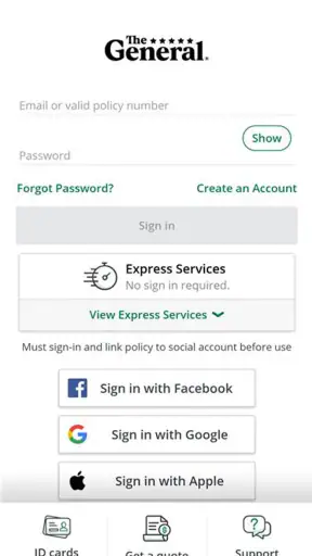 The General® Auto Insurance screenshot