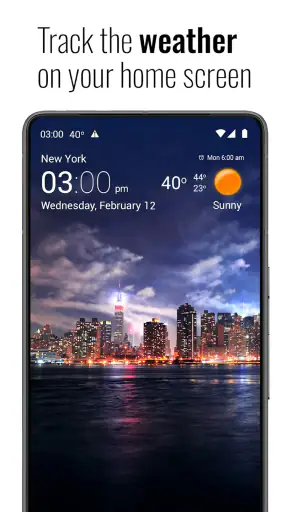 Transparent clock and weather screenshot