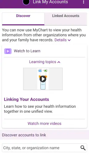 Trinity Health MyChart screenshot