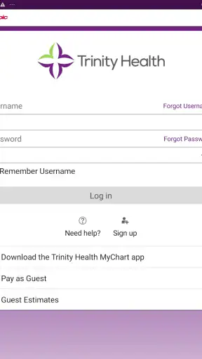 Trinity Health MyChart screenshot