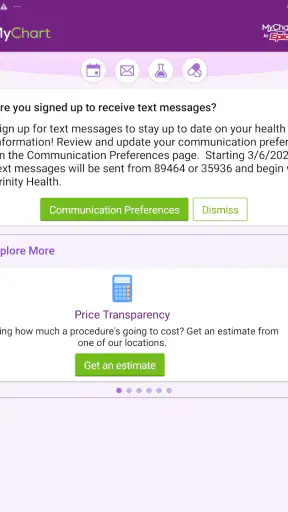 Trinity Health MyChart screenshot