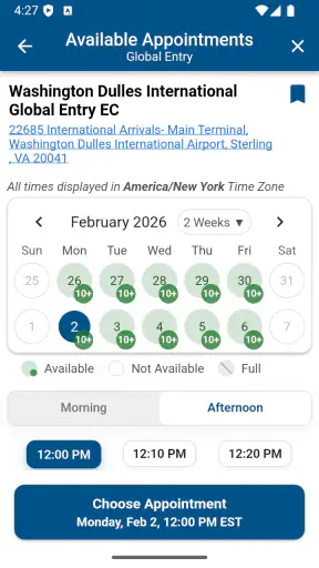 Trusted Traveler Programs screenshot