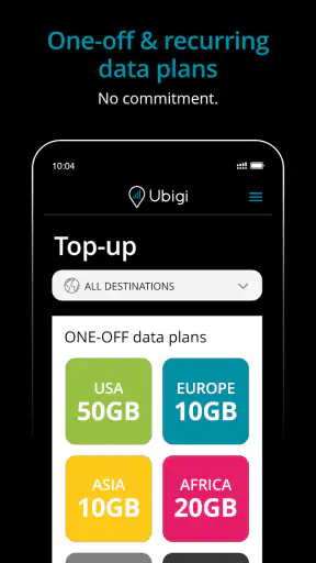 Ubigi: Travel eSIM & data plan screenshot