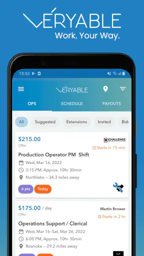 Veryable: Work. Next Day Pay screenshot