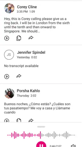Visual Voicemail screenshot