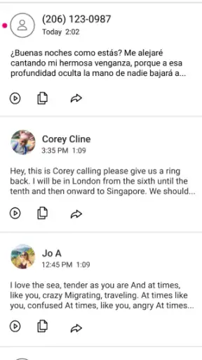 Visual Voicemail screenshot