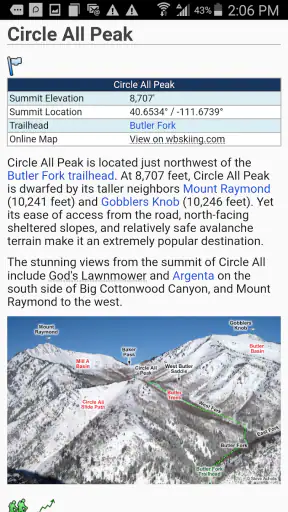 Wasatch Backcountry Skiing Map screenshot