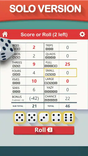 Yazy the yatzy dice game screenshot