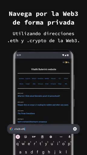 aplicación navegador privado screenshot