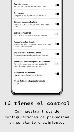 aplicación navegador privado screenshot