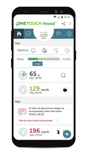 ​Aplicación OneTouch Reveal® screenshot