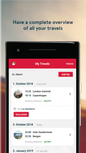 Asistente de viajes Norwegian screenshot