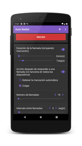 Auto rellamada screenshot