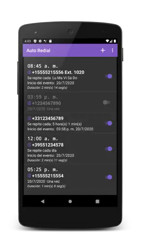 Auto rellamada screenshot