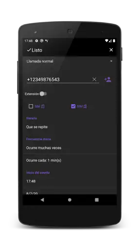 Auto rellamada screenshot