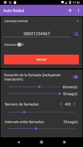 Auto rellamada screenshot