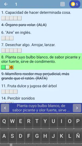 Crucigrama en español screenshot