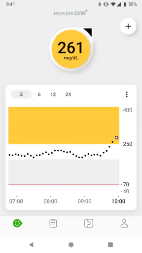 Dexcom ONE+ screenshot