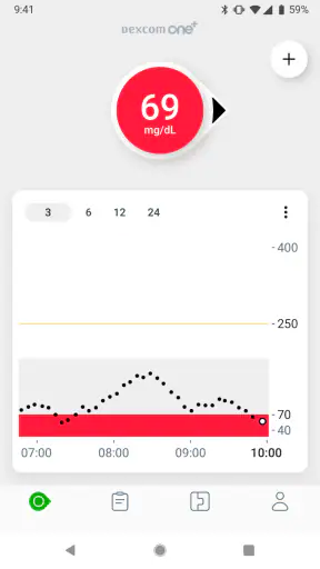 Dexcom ONE+ screenshot