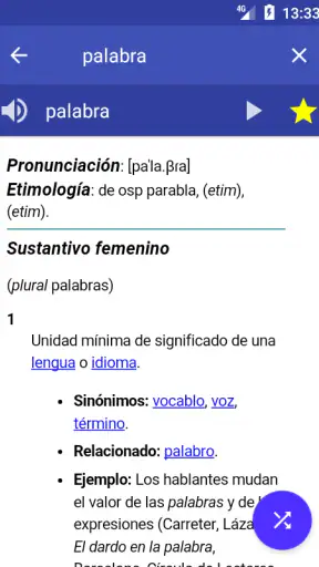 Diccionario español screenshot