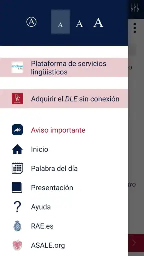 Diccionario RAE y ASALE (DLE) screenshot