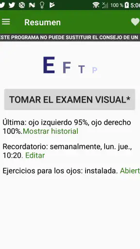Examen visual screenshot