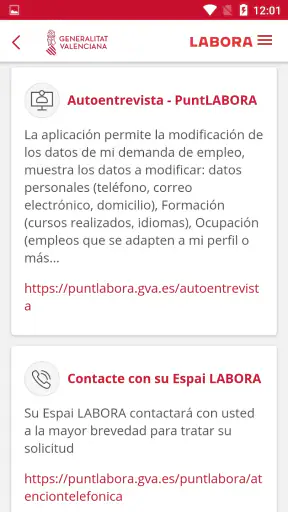 GVA PuntLABORA screenshot