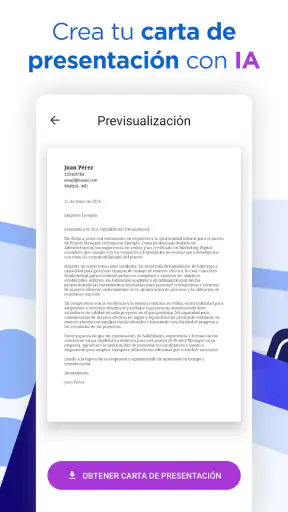 IA Crear Currículum - CV PDF screenshot