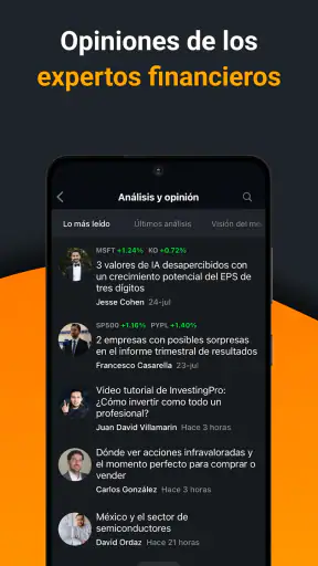 Investing.com Bolsa & Finanzas screenshot