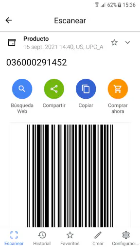 Lector de códigos QR y barras screenshot