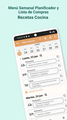 Menú Semanal Planificador screenshot